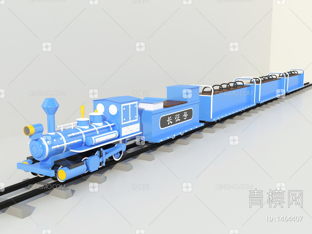 蓝色轨道小火车3D模型下载【ID:1464407】