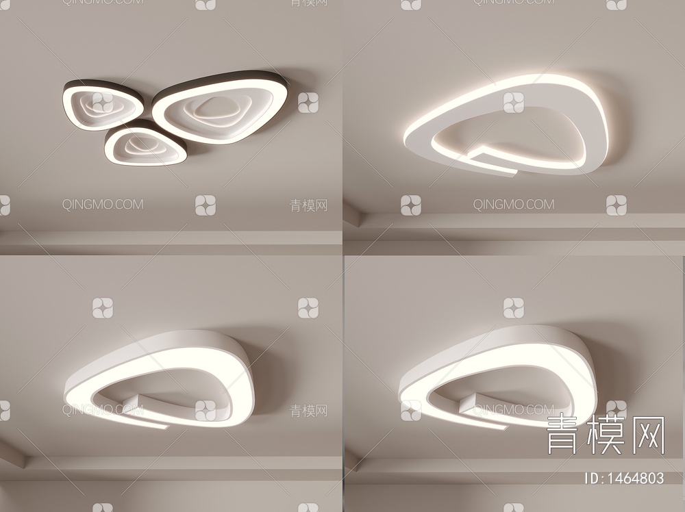 客厅灯吸顶灯  大气 主卧室餐厅灯具 极简创意组合SU模型下载【ID:1464803】