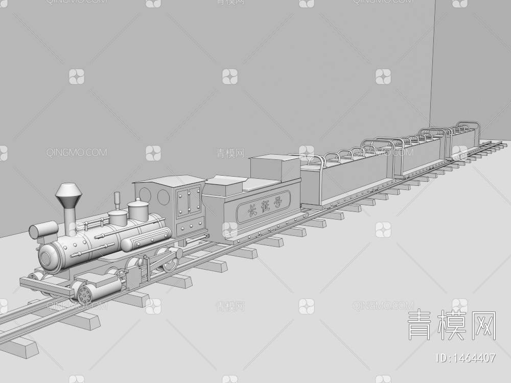 蓝色轨道小火车3D模型下载【ID:1464407】