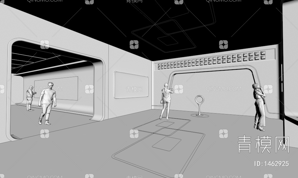 科技企业展厅 互动触摸一体机 LED拼接大屏 荣誉墙 电子留言3D模型下载【ID:1462925】