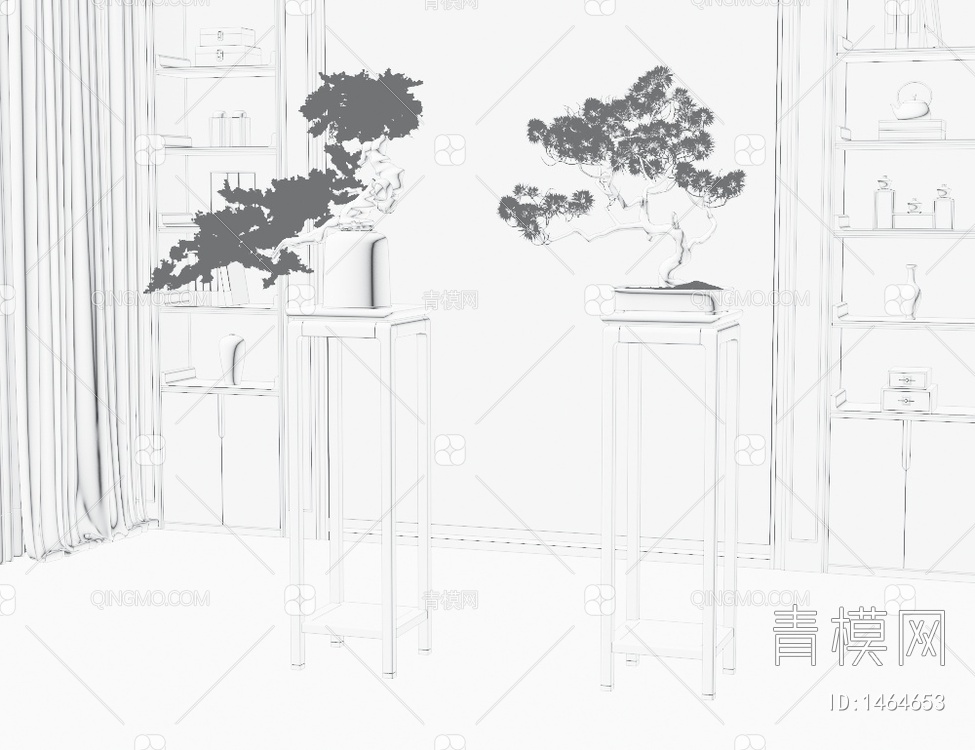 端景台 盆栽3D模型下载【ID:1464653】
