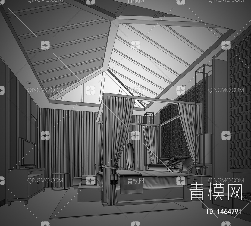 酒店-小客房3D模型下载【ID:1464791】