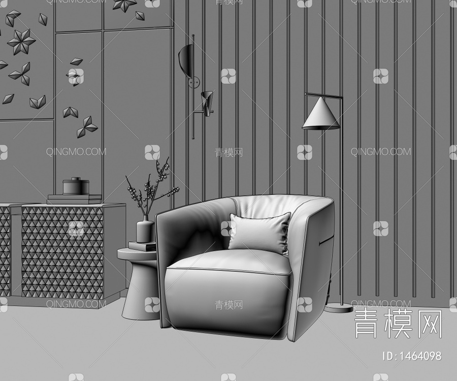 单人沙发3D模型下载【ID:1464098】