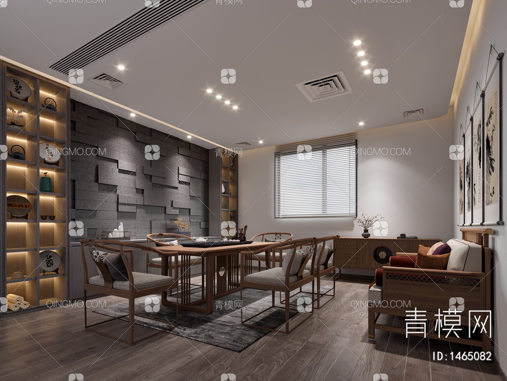 茶室，酒柜，茶桌3D模型下载【ID:1465082】