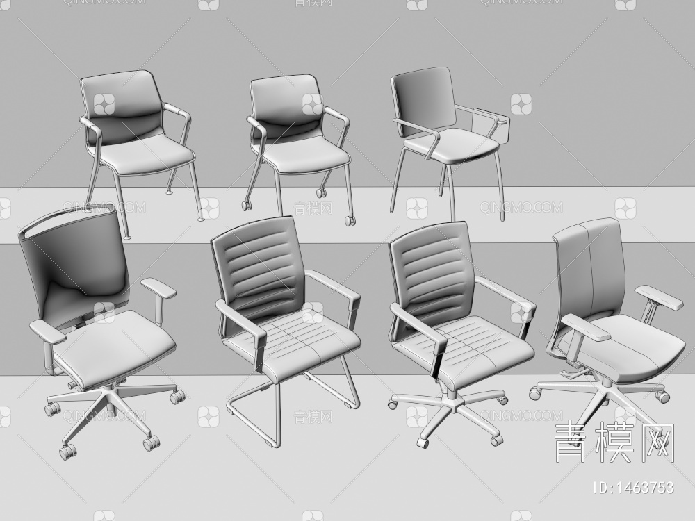 办公椅3D模型下载【ID:1463753】