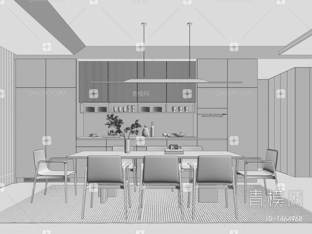 餐厅，家居餐厅3D模型下载【ID:1464968】