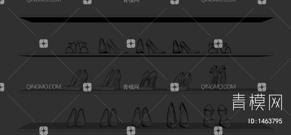 鞋子 女鞋 高跟鞋3D模型下载【ID:1463795】