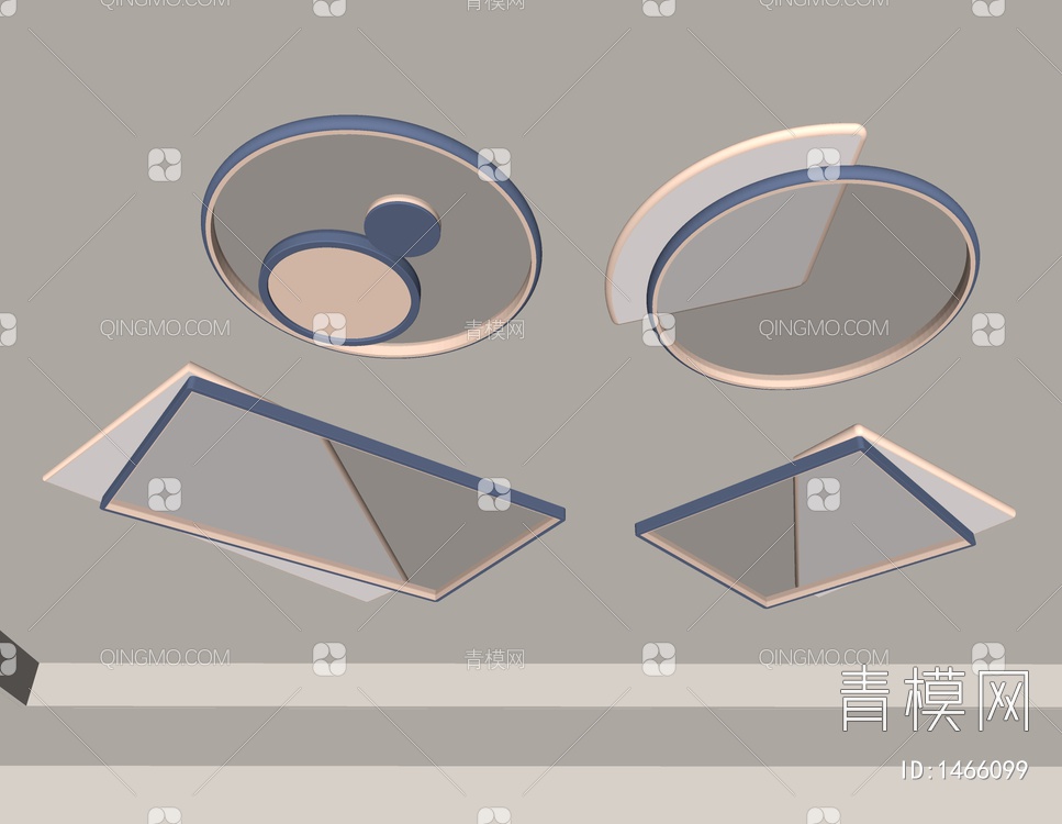 客厅吸顶灯  新款主灯 高档 全屋灯具组合SU模型下载【ID:1466099】