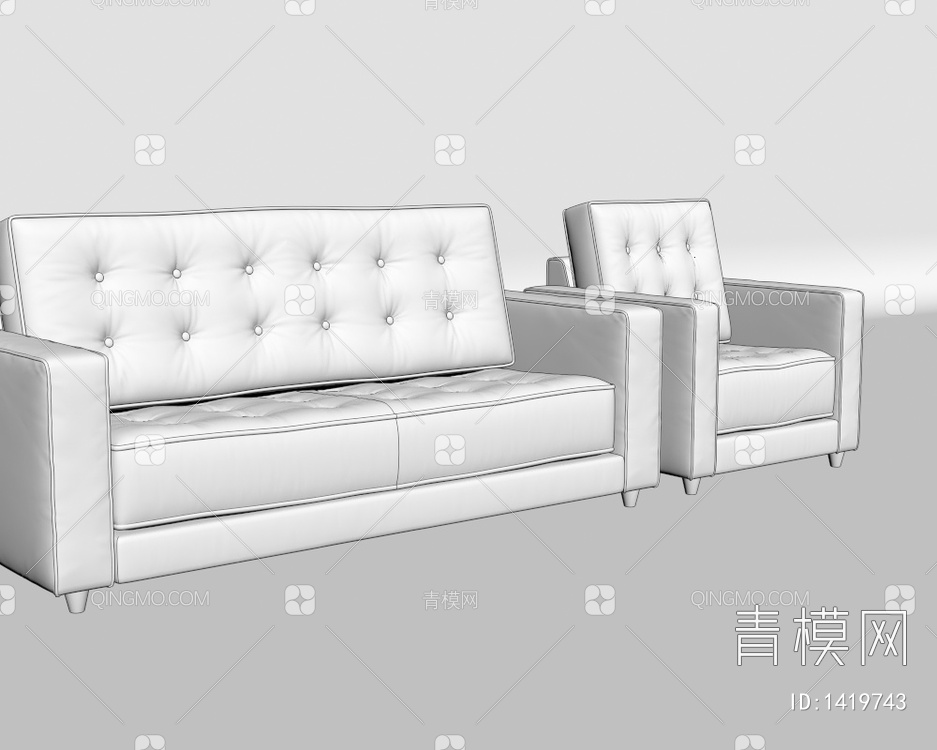 办公沙发3D模型下载【ID:1419743】