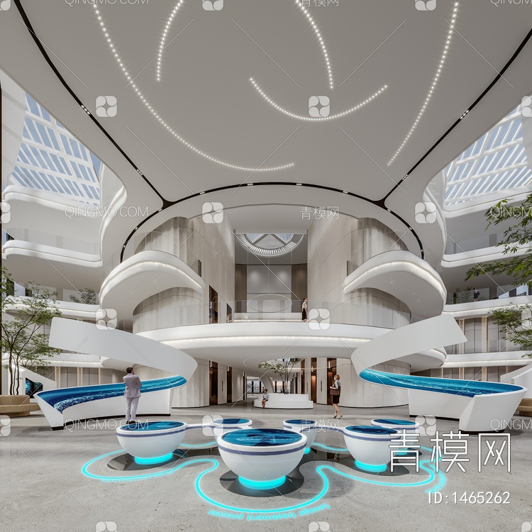 顶楼 大厅展厅科技3D模型下载【ID:1465262】
