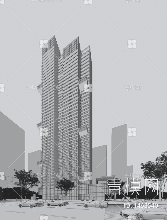 高层办公楼3D模型下载【ID:1463540】