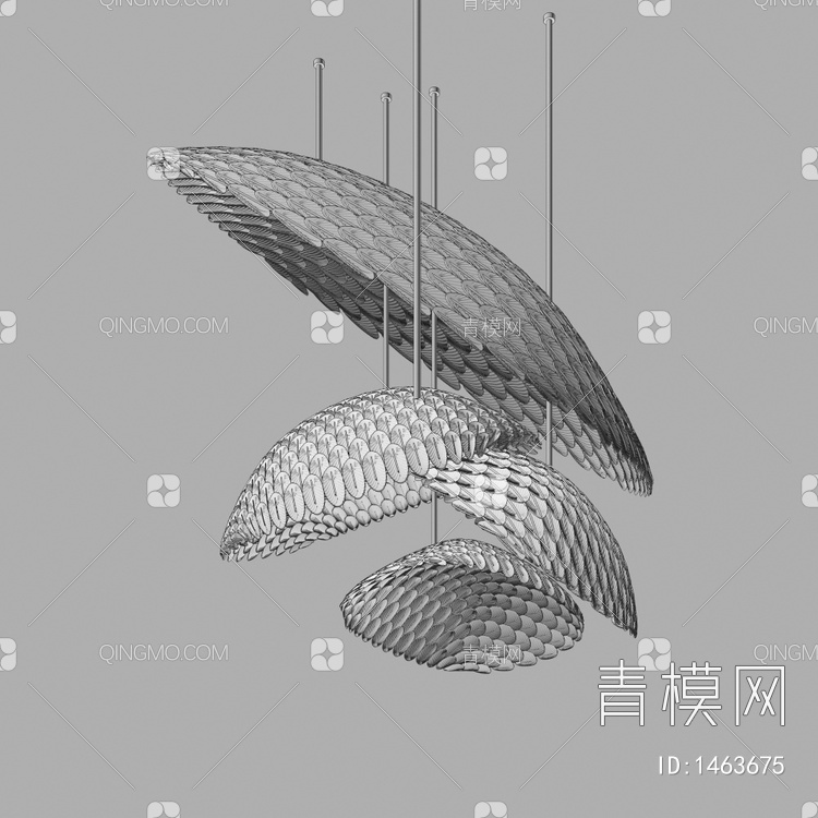 羽毛水晶灯 大堂灯 装饰吊灯3D模型下载【ID:1463675】