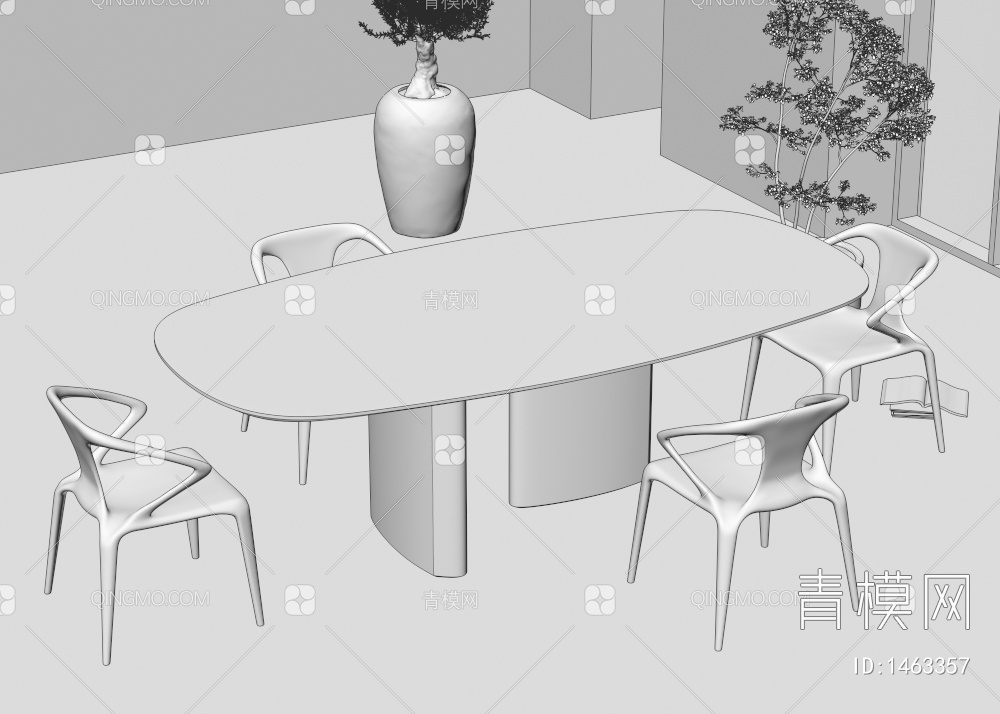 大理石餐桌椅3D模型下载【ID:1463357】