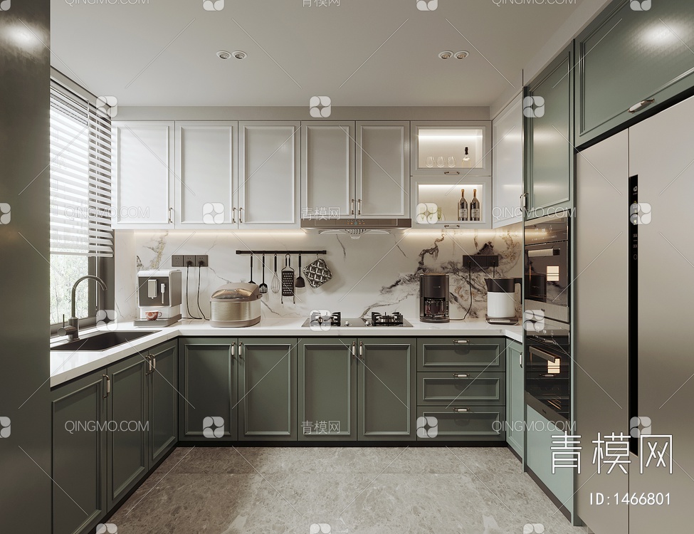 厨房 橱柜 厨房电器3D模型下载【ID:1466801】