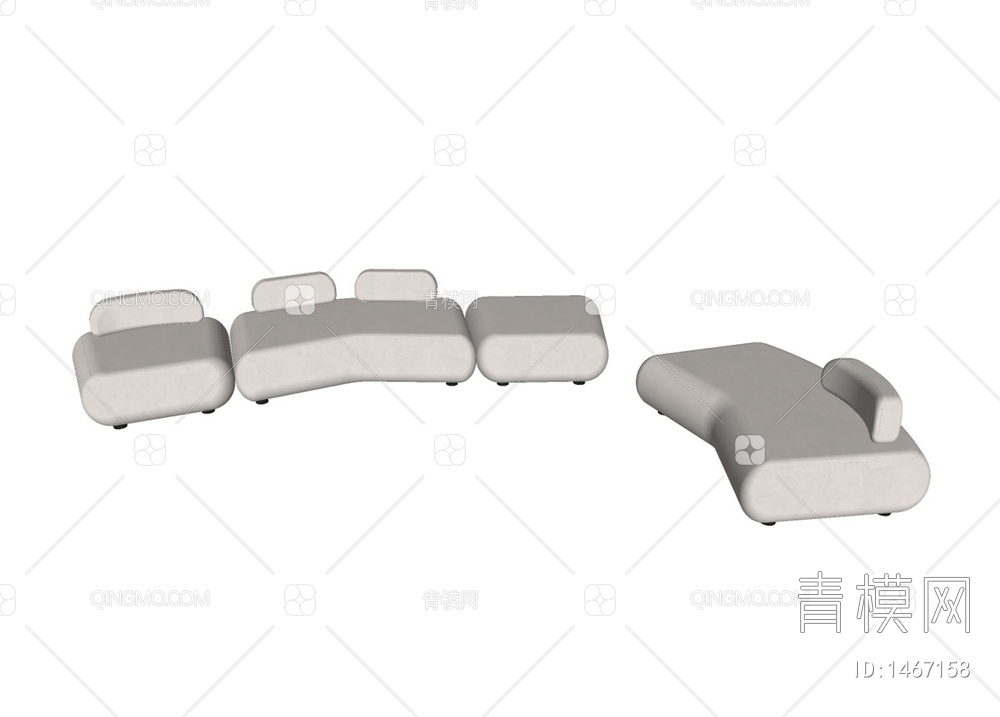弧形多人沙发SU模型下载【ID:1467158】
