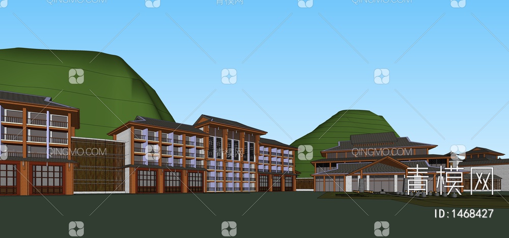 桂林万达酒店群立面概念设计SU模型下载【ID:1468427】