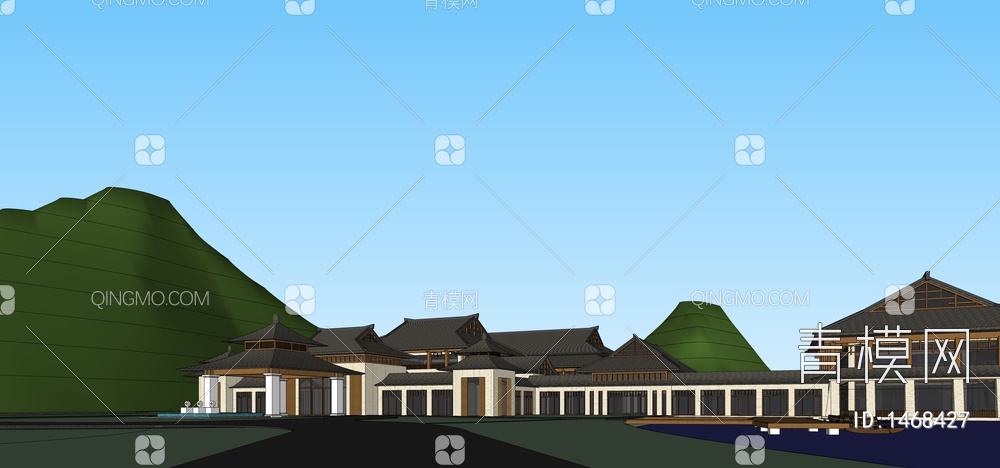 桂林万达酒店群立面概念设计SU模型下载【ID:1468427】