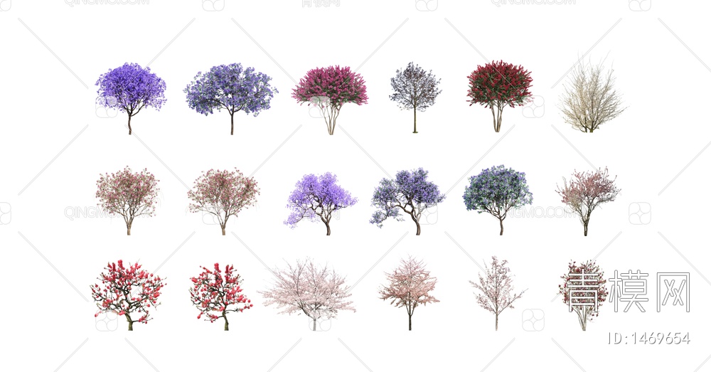 色叶植物乔木灌木景观树SU模型下载【ID:1469654】