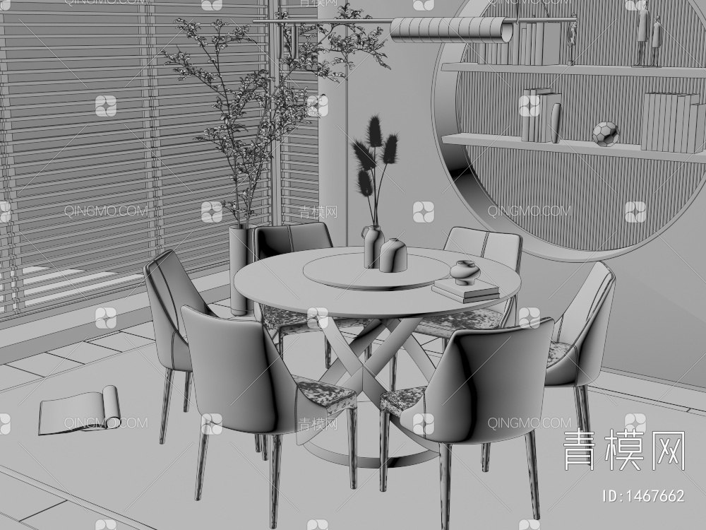 圆形餐桌椅3D模型下载【ID:1467662】