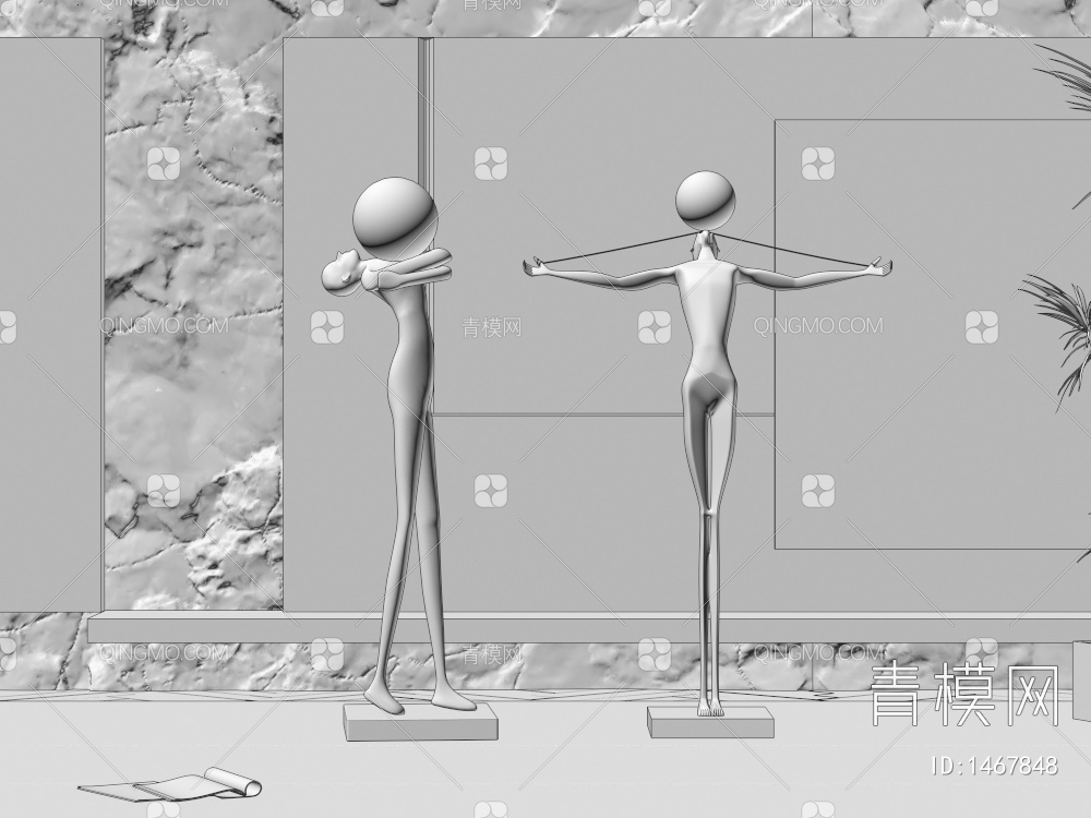 人物雕塑摆件3D模型下载【ID:1467848】