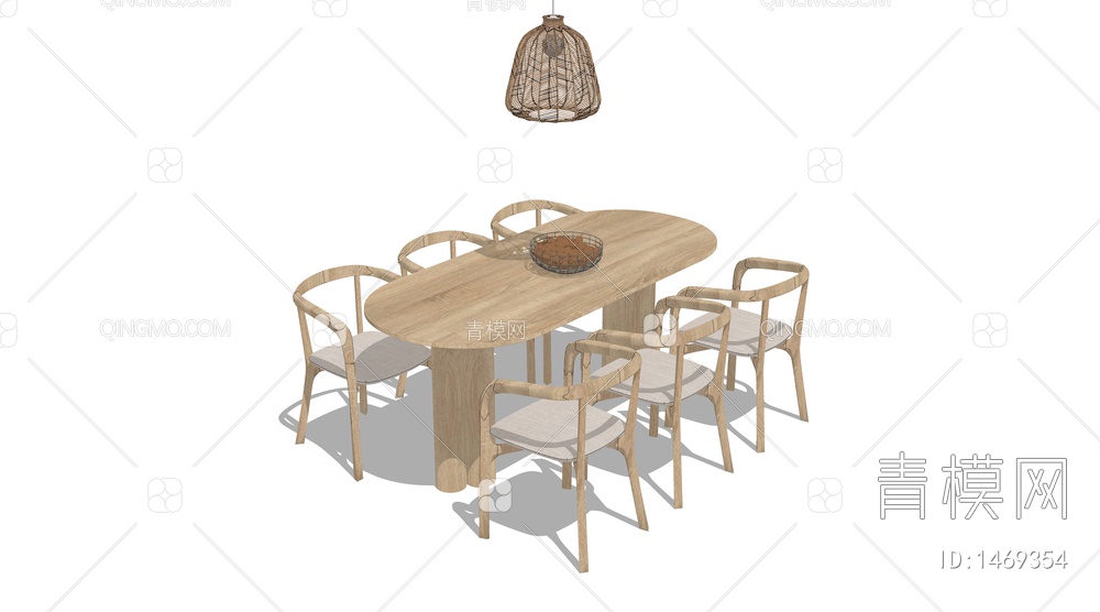 实木餐桌椅SU模型下载【ID:1469354】