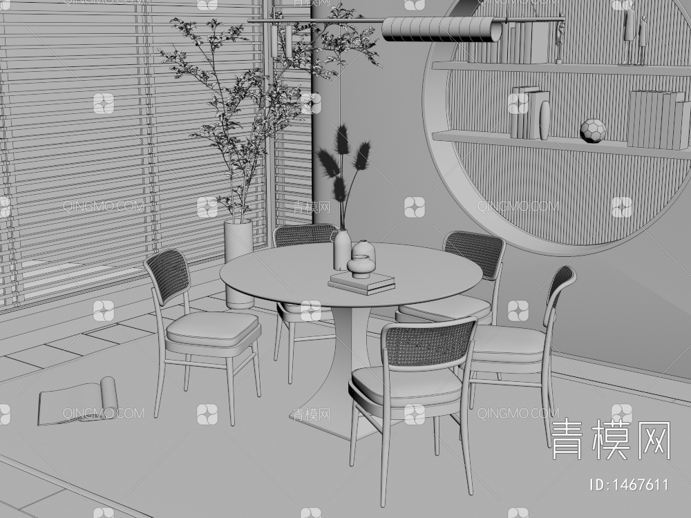 圆形餐桌椅3D模型下载【ID:1467611】