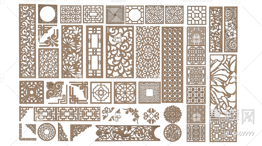 雕花 花窗 门窗 格栅 隔断SU模型下载【ID:1469999】