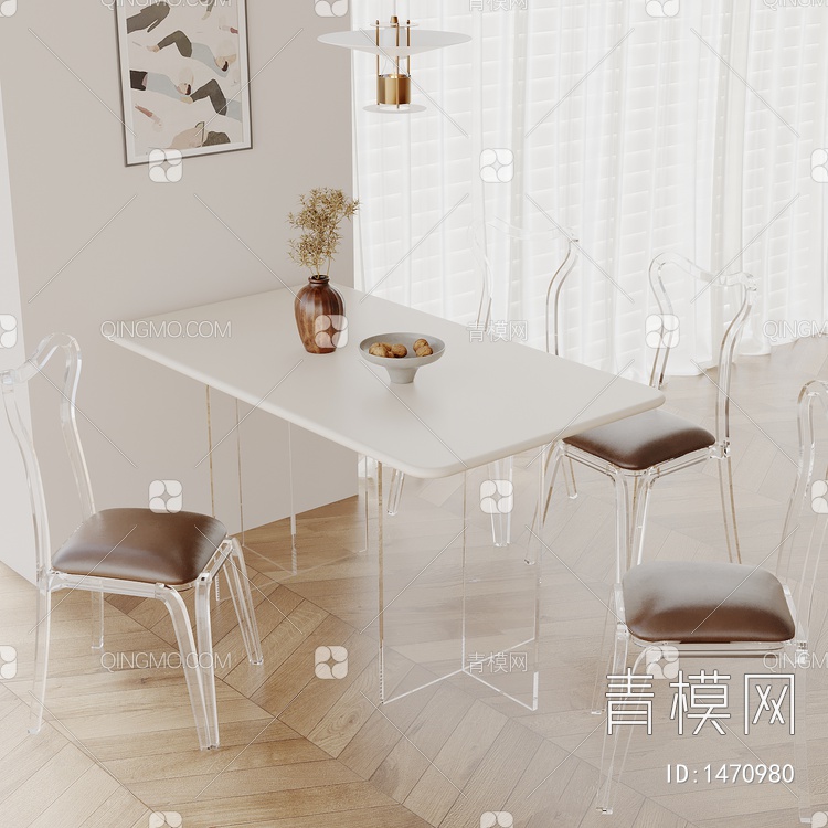 餐桌椅组合 桌子 饰品 摆件3D模型下载【ID:1470980】