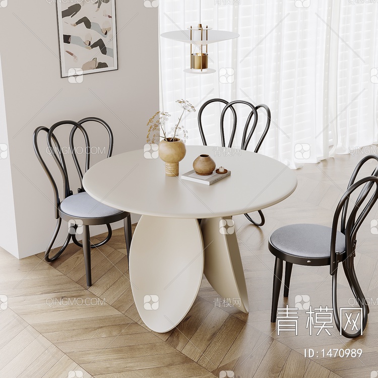 餐桌椅组合 桌子 饰品 摆件3D模型下载【ID:1470989】