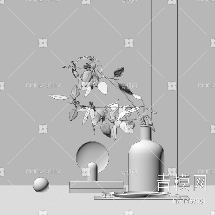 书本 花瓶 饰品摆件3D模型下载【ID:1468301】