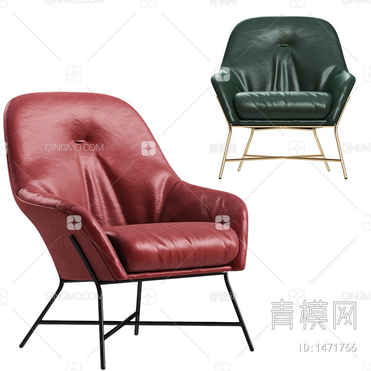 Asia Poltrona皮革休闲椅3D模型下载【ID:1471766】