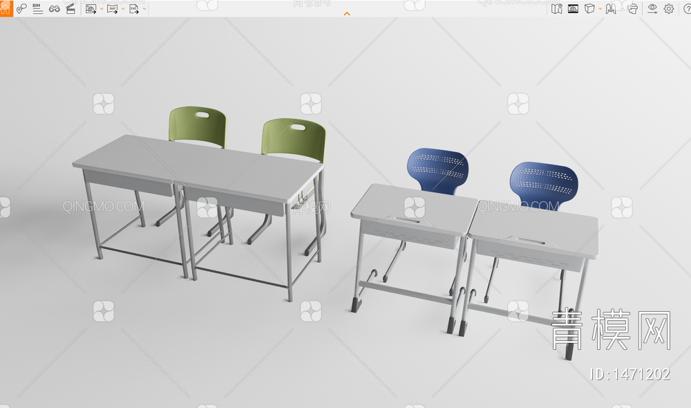 课桌椅SU模型下载【ID:1471202】
