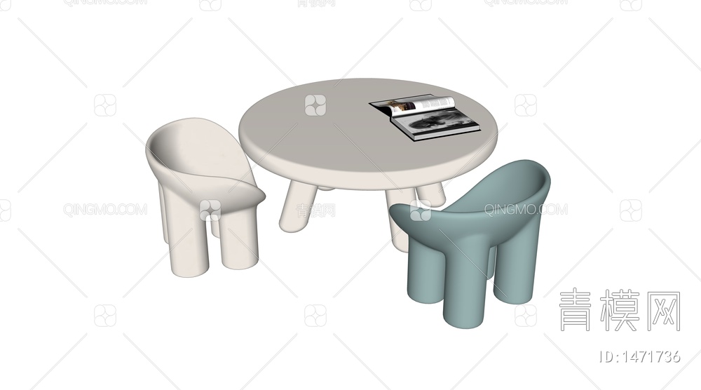 儿童学习桌椅SU模型下载【ID:1471736】