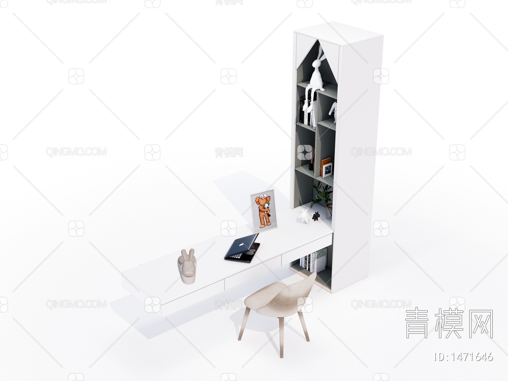 家居书桌椅组合SU模型下载【ID:1471646】
