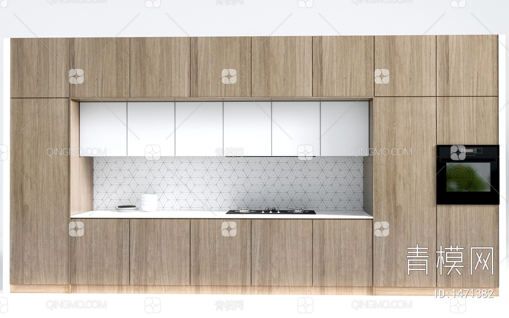 橱柜 茶水间 厨房一体柜 嵌入式橱柜SU模型下载【ID:1471382】