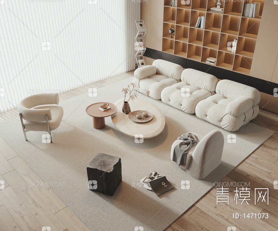 沙发茶几组合3D模型下载【ID:1471073】