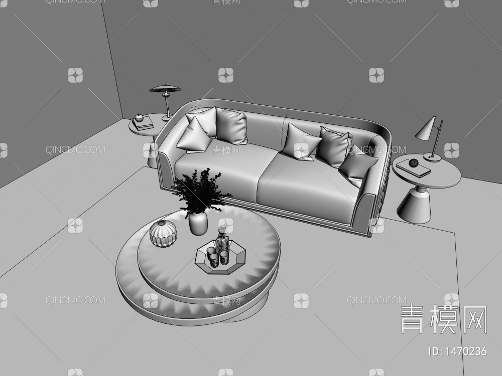 沙发茶几组合3D模型下载【ID:1470236】