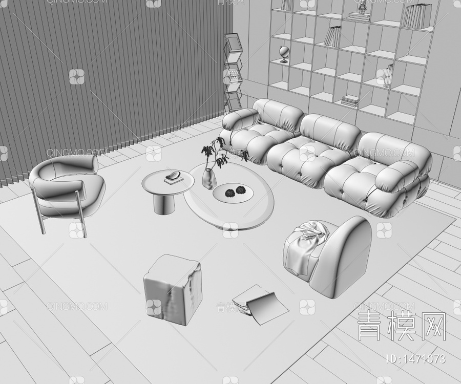 沙发茶几组合3D模型下载【ID:1471073】