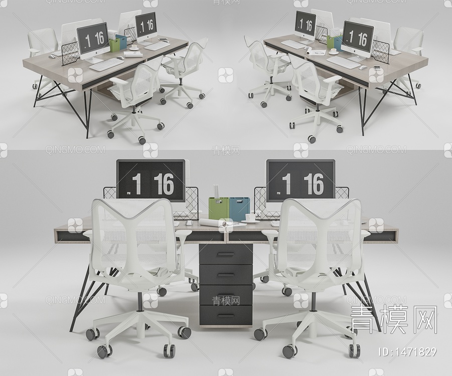 办公桌椅3D模型下载【ID:1471829】