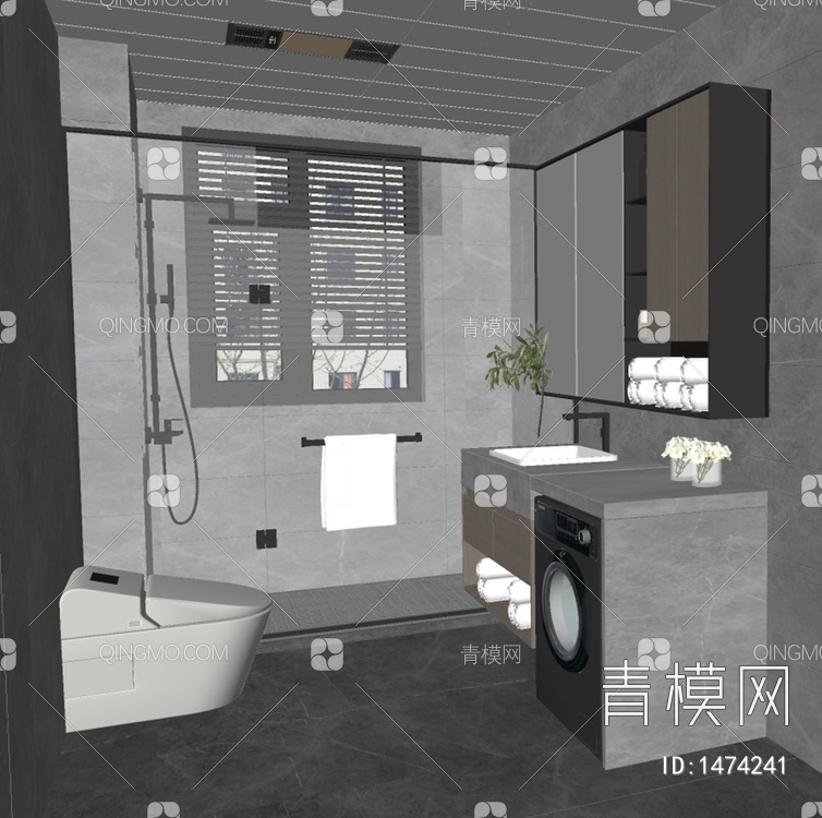 卫生间 浴室SU模型下载【ID:1474241】