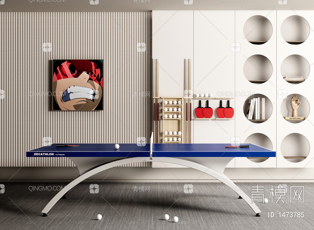 DECATHLON乒乓球桌 乒乓球台 体育器材3D模型下载【ID:1473785】