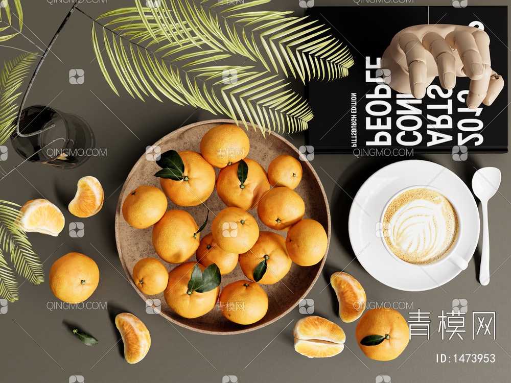 水果 水果拼盘 果盘摆件 橘子SU模型下载【ID:1473953】