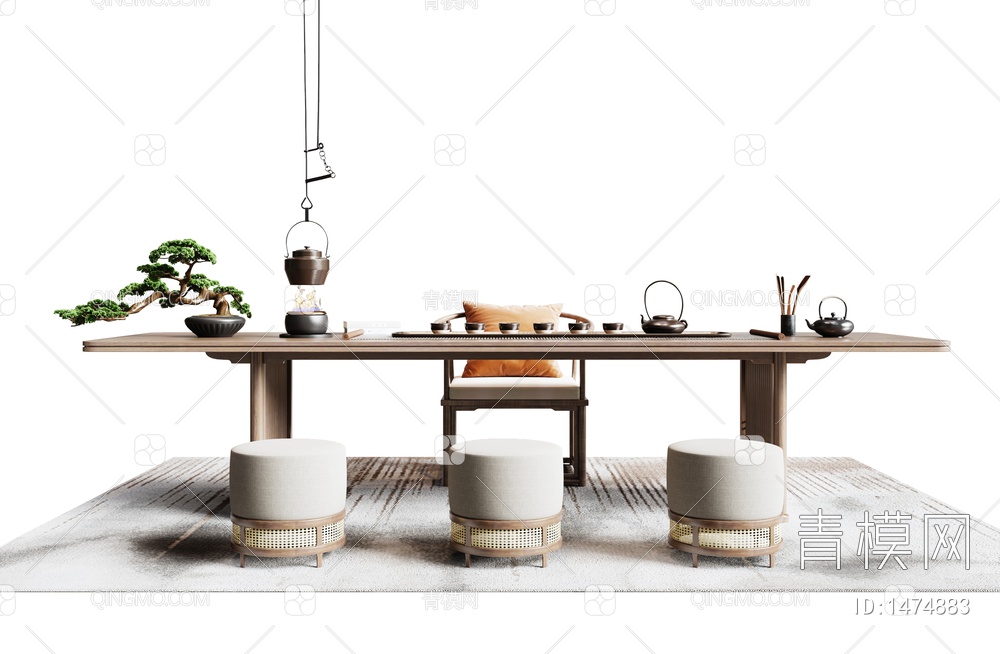 茶桌椅组合3D模型下载【ID:1474883】