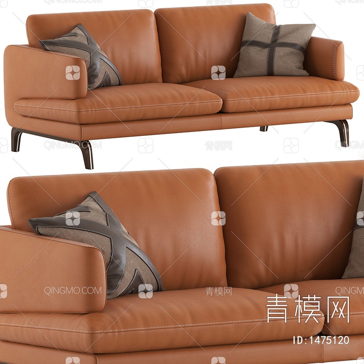 橘色双人沙发SU模型下载【ID:1475120】