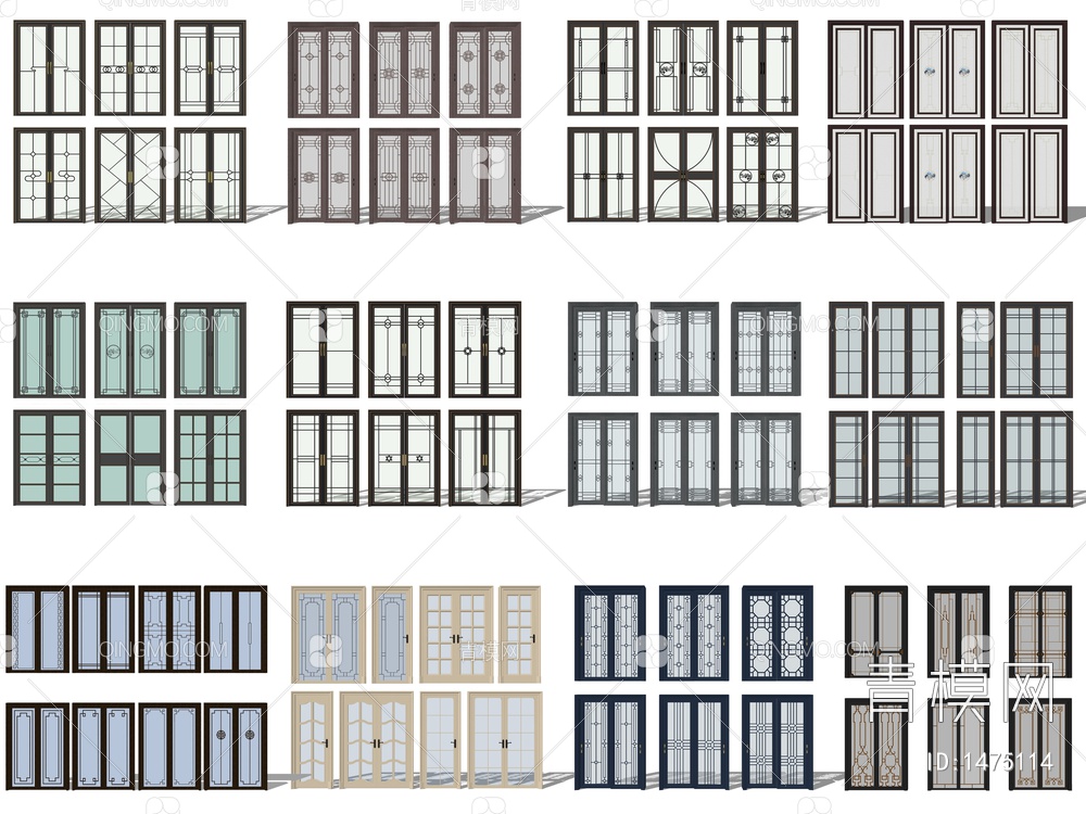 推拉门 玻璃门SU模型下载【ID:1475114】