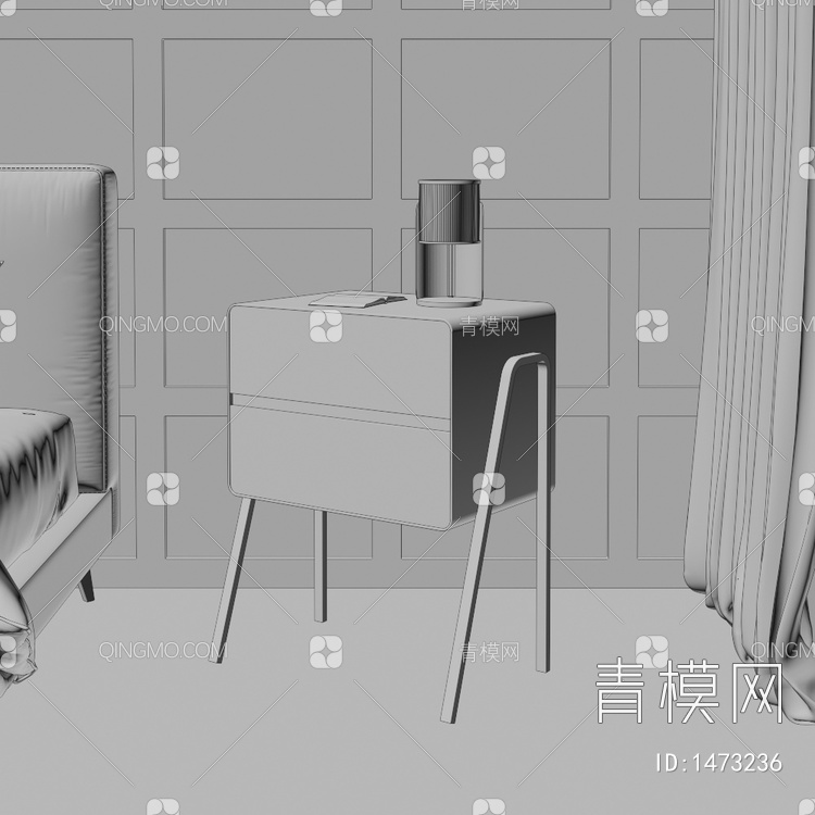 床头柜 柜子3D模型下载【ID:1473236】
