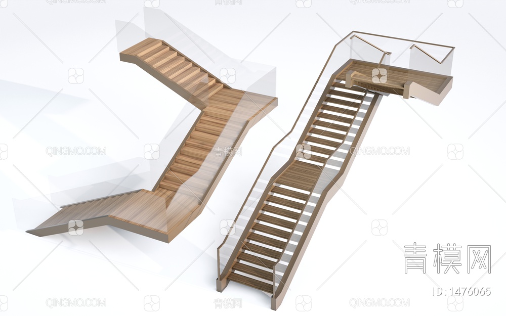 楼梯 玻璃楼梯 扶手楼梯SU模型下载【ID:1476065】