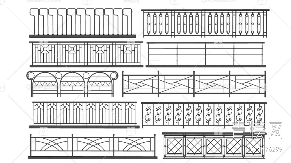 铁艺栏杆 护栏 栏杆 扶手SU模型下载【ID:1476299】
