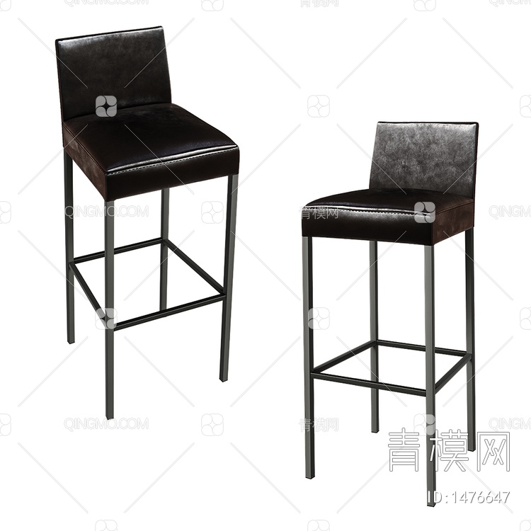Texas黑皮革吧椅3D模型下载【ID:1476647】