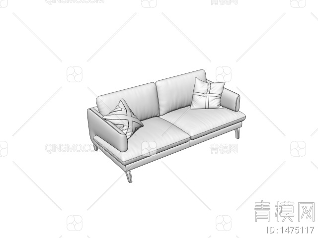 橘色双人沙发3D模型下载【ID:1475117】